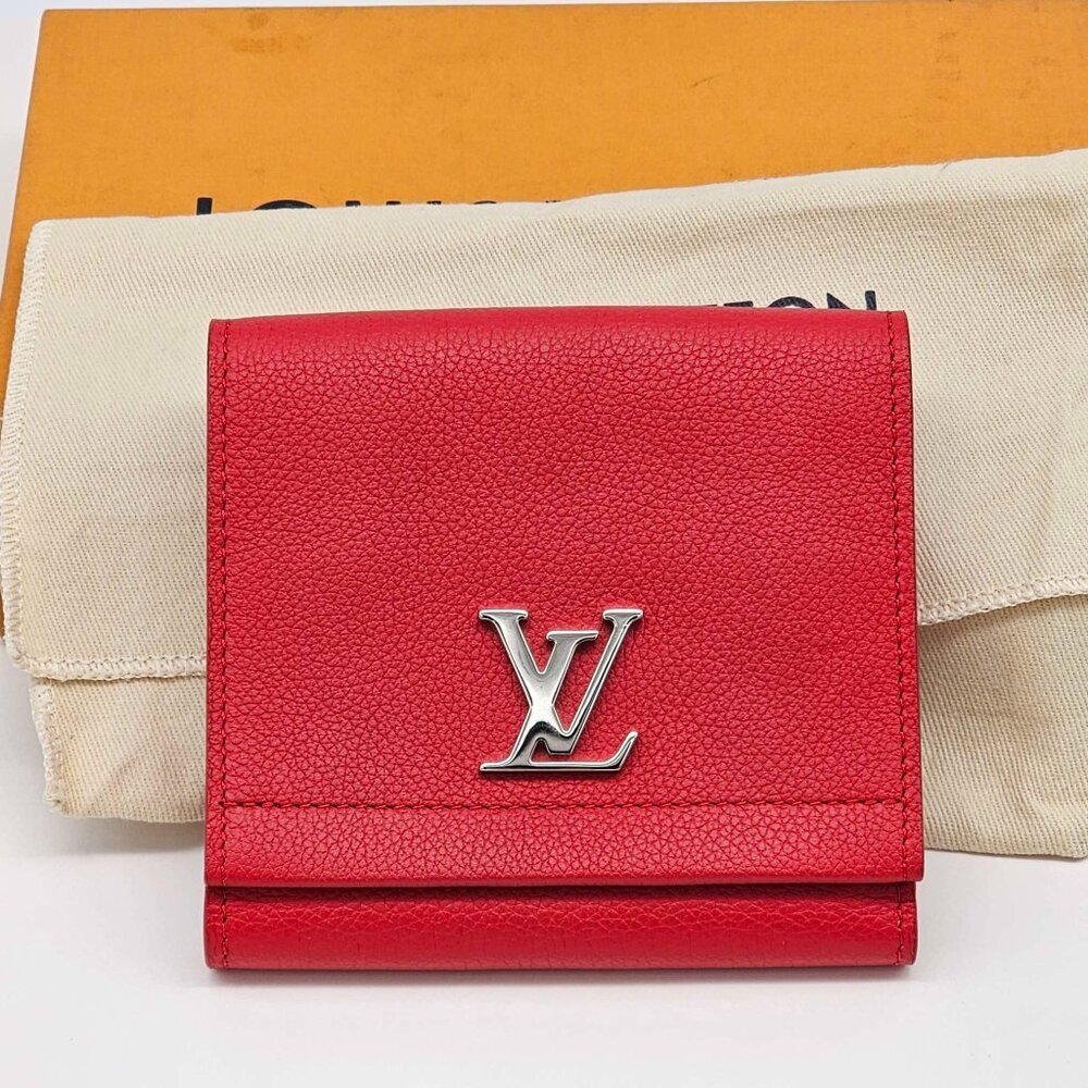 Authentic Louis Vuitton Lockme Wallet Red Leather | LV Compact Wallet - Picture 2 of 15
